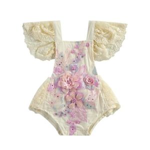 Boho Lace Baby 1st Birthday Cake Smash Romper